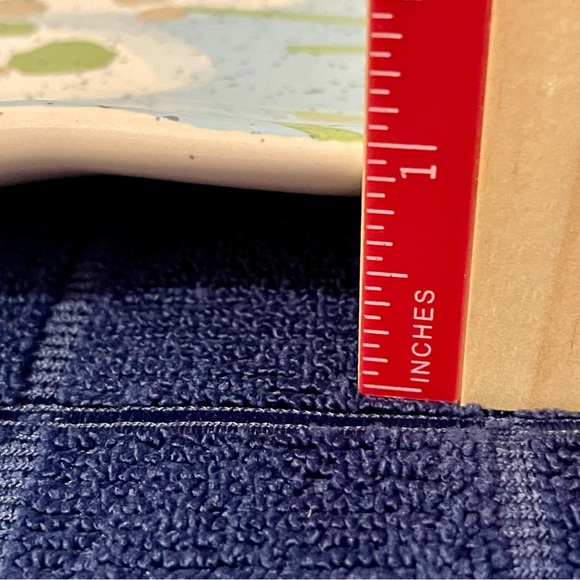 Grasslands Road Pottery Blooming Floral Square Serving Platter Speckled Blue - Picture 7 of 11